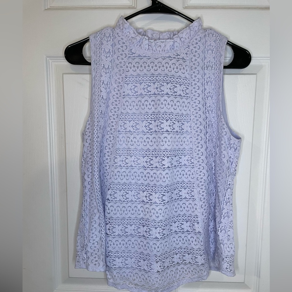 Ann Taylor Purple Sleeveless Tank Top with Lace